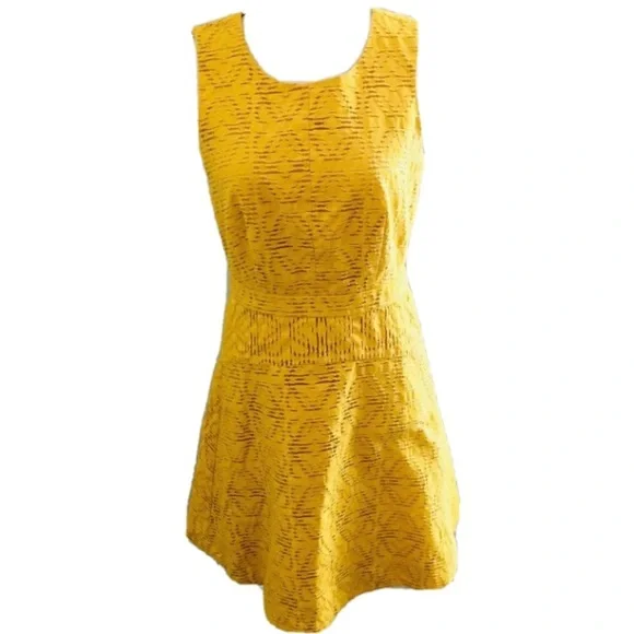 J. Crew | Dresses | J Crew Mustard Yellow Razor Cut Fit And Flare  Sleeveless Dress Size 2 | Poshmark